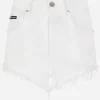 Denim shorts with ripped details and abrasions