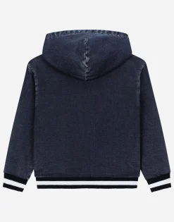Denim-look jersey hoodie with Dolce&Gabbana logo