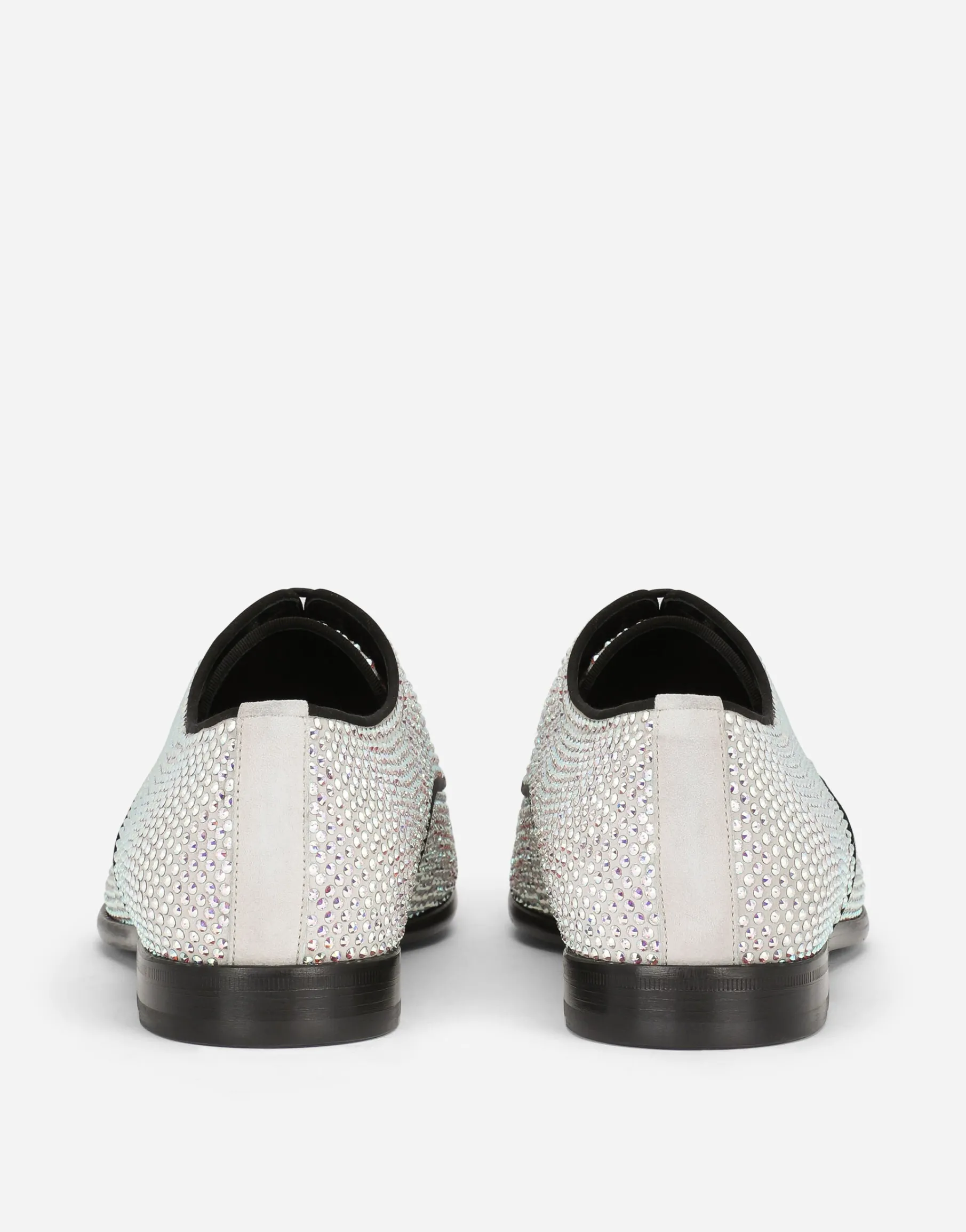 Derby shoes with fusible rhinestones