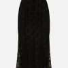 Devoré satin skirt with all-over DG logo