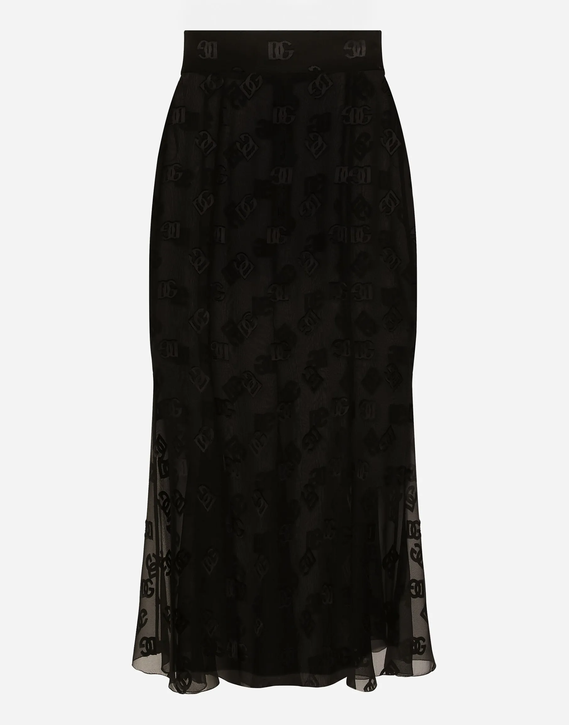 Devoré satin skirt with all-over DG logo