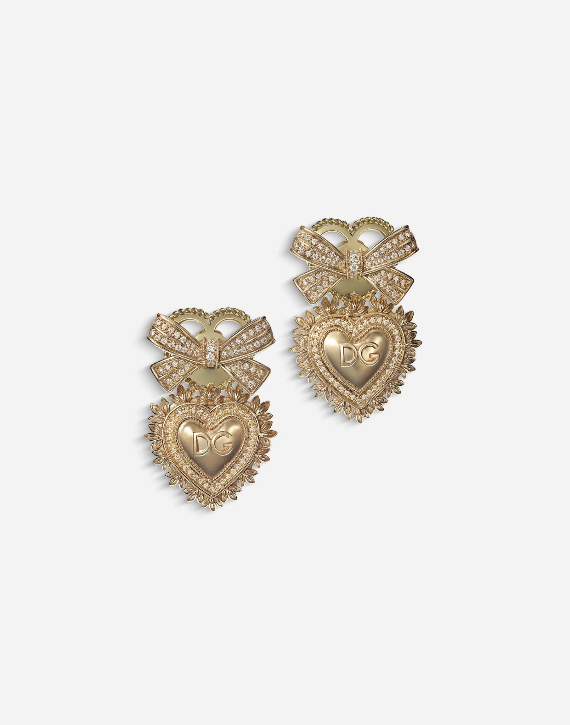Devotion earrings in yellow gold with diamonds
