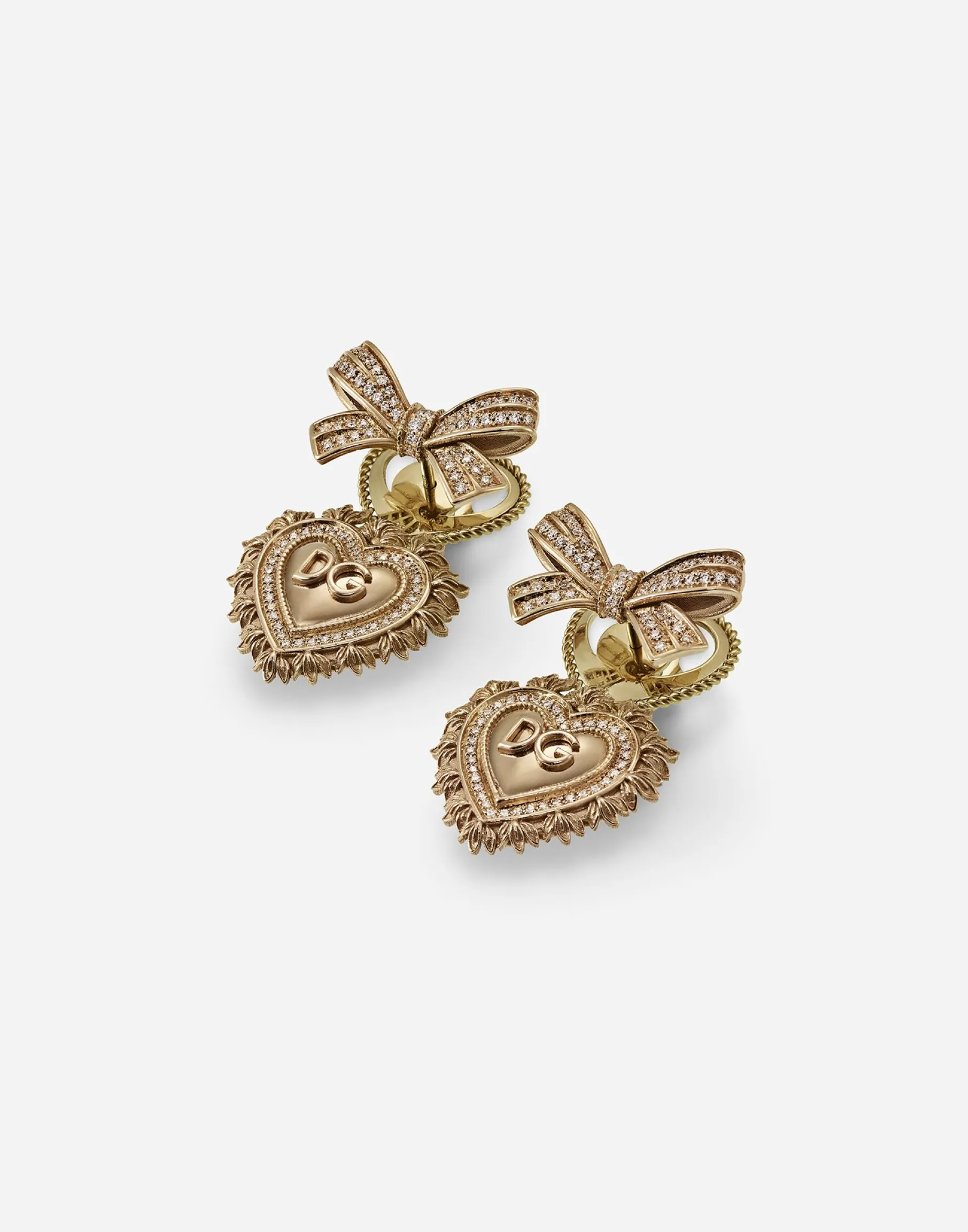 Devotion earrings in yellow gold with diamonds
