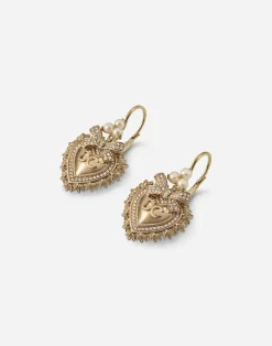 Devotion earrings in yellow gold with diamonds and pearls