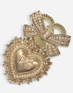 Devotion earrings in yellow gold with diamonds