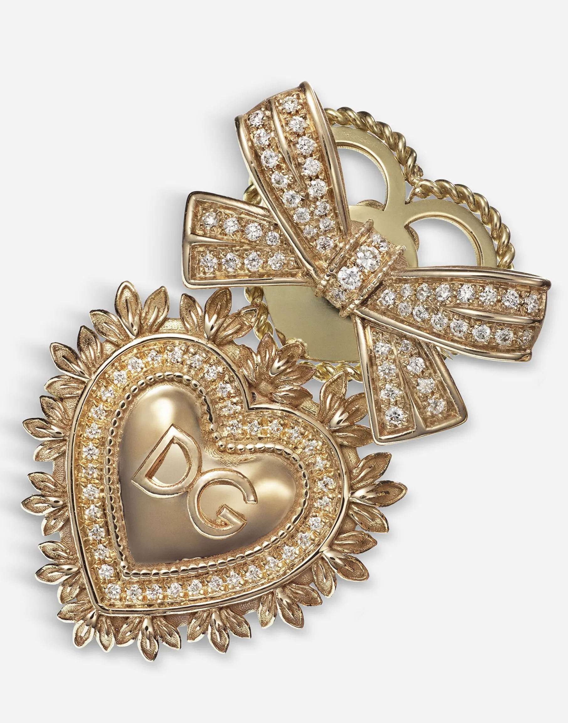 Devotion earrings in yellow gold with diamonds