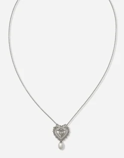 Devotion necklace in white gold with diamonds and pearls