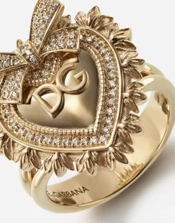 Devotion ring in yellow gold with diamonds
