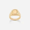 Devotion yellow and red gold ring with oval Virgin Mary medal with a vintage look
