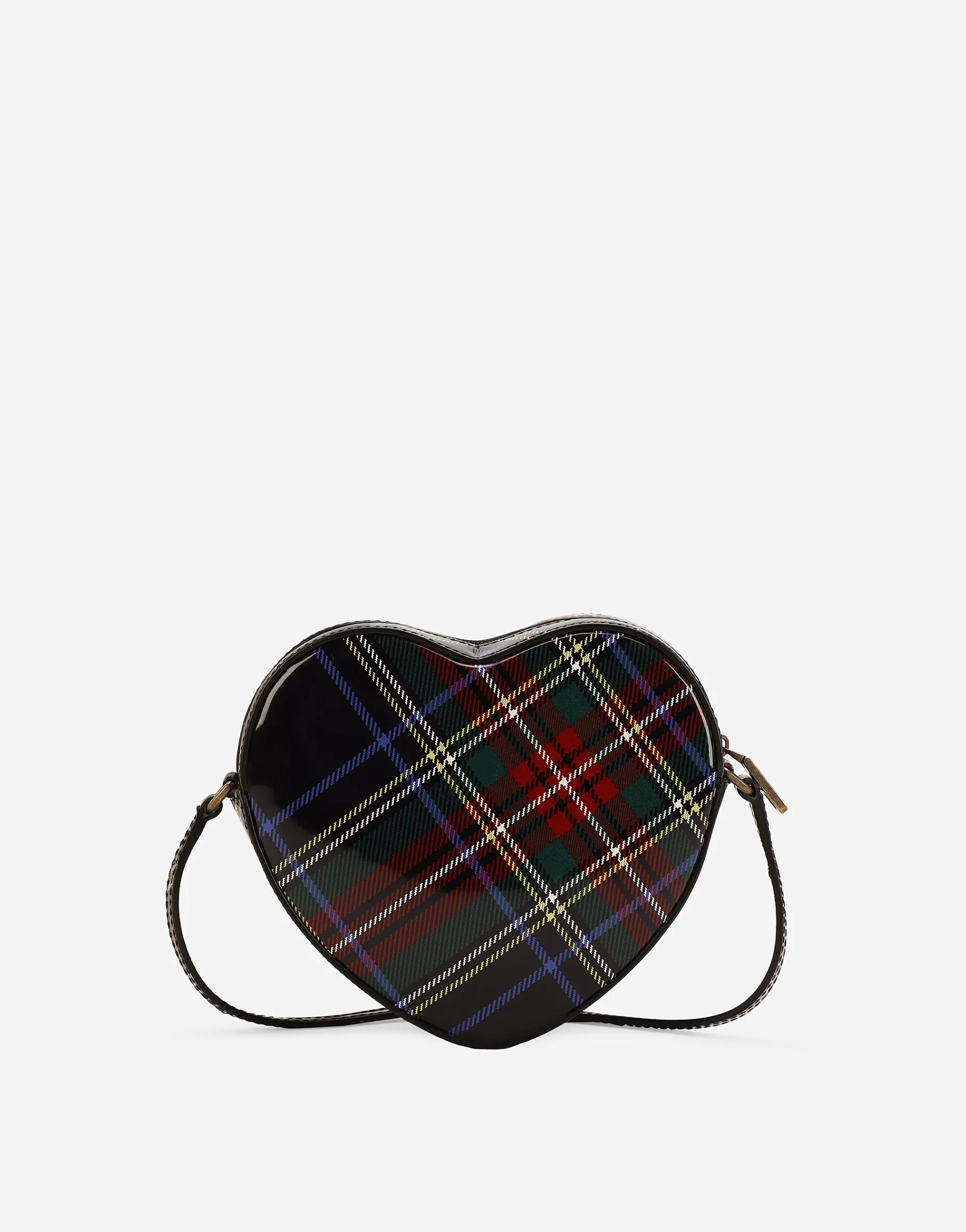 DG Girlie Heart bag in tartan-print polished calfskin