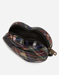 DG Girlie Heart bag in tartan-print polished calfskin