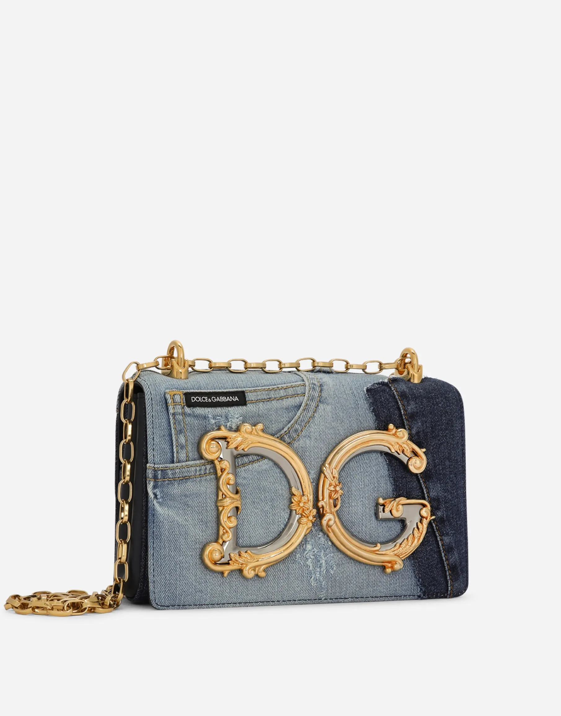 DG Girls bag in patchwork denim and plain calfskin