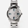 DG7Gems steel watch with light blue topazes