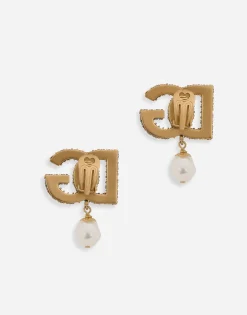 DG-logo earrings with colorful rhinestones and pearls