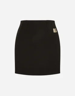 Double crepe miniskirt with DG embellishment