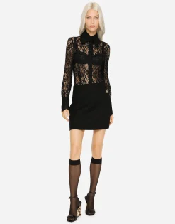 Double crepe miniskirt with DG embellishment