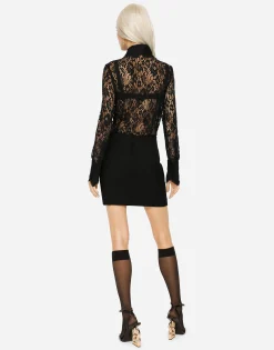 Double crepe miniskirt with DG embellishment