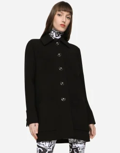 Double crepe peacoat with galalith buttons