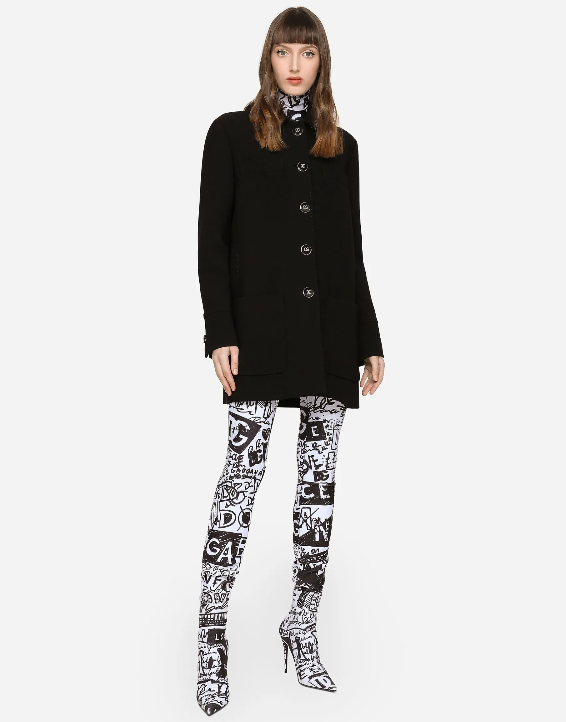 Double crepe peacoat with galalith buttons