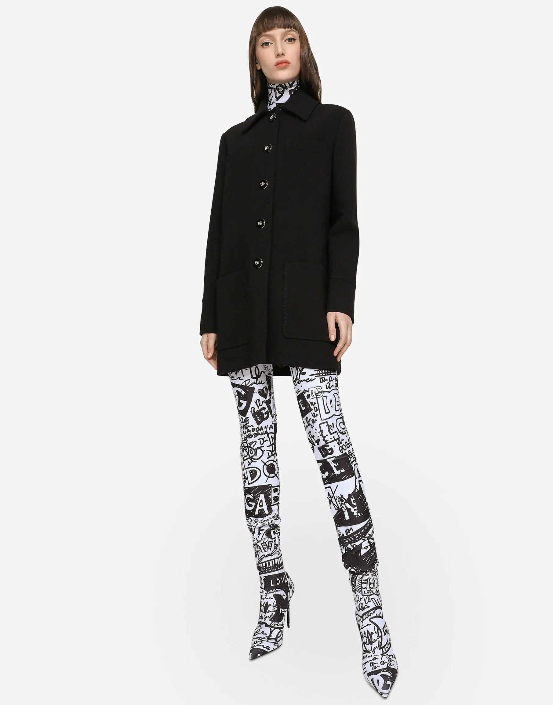 Double crepe peacoat with galalith buttons
