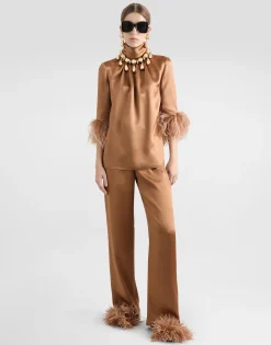 Double silk satin pajama pants