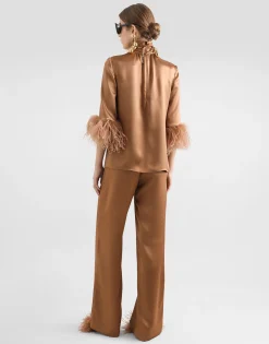 Double silk satin pajama pants