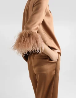Double silk satin pajama pants