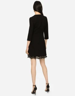 Double wool crepe short dress
