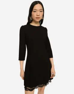 Double wool crepe short dress