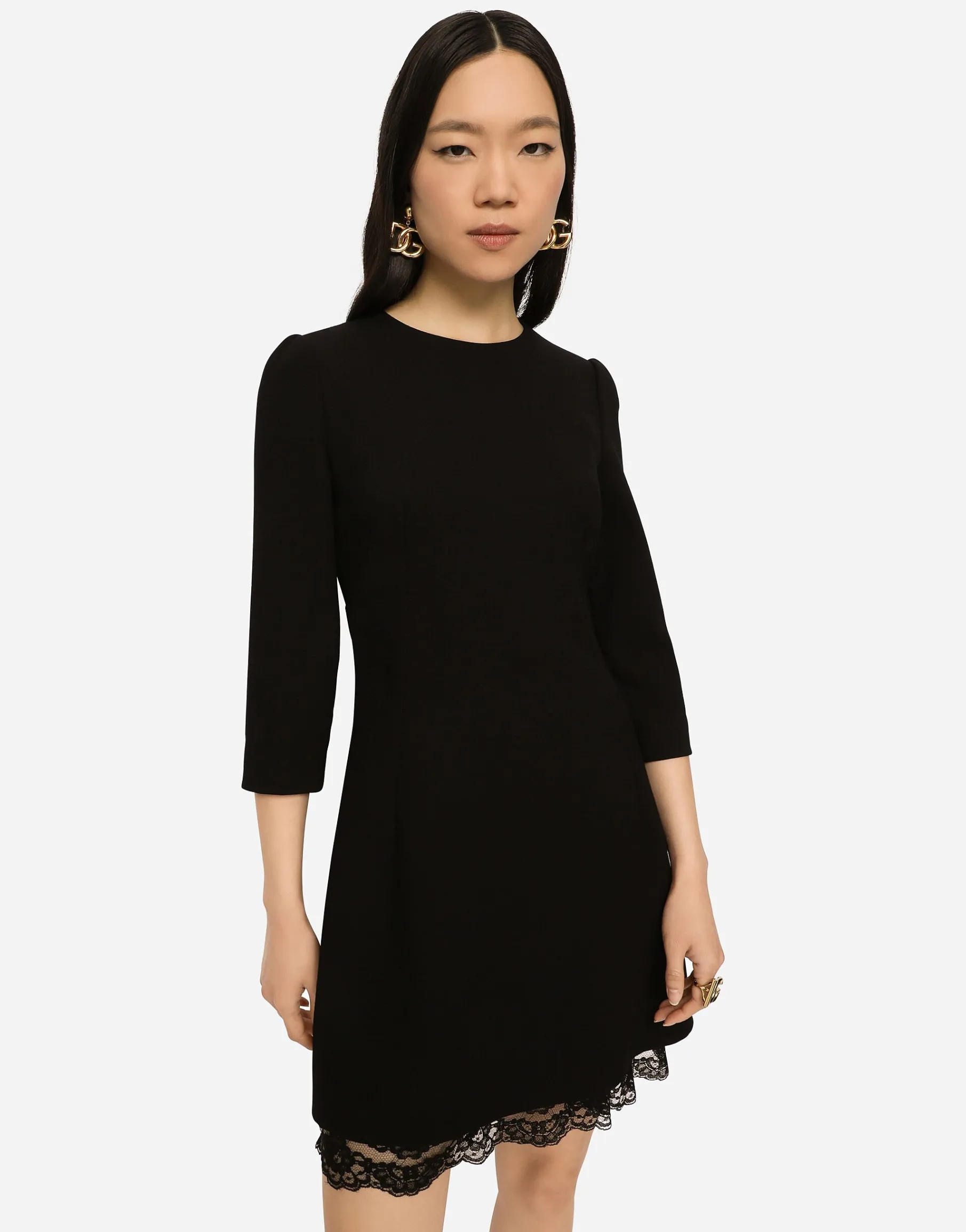 Double wool crepe short dress