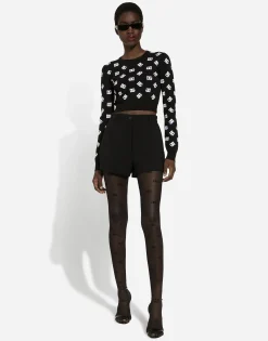 Double wool crepe shorts