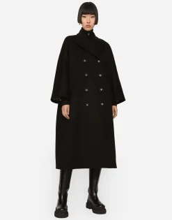 Double-breasted baize coat