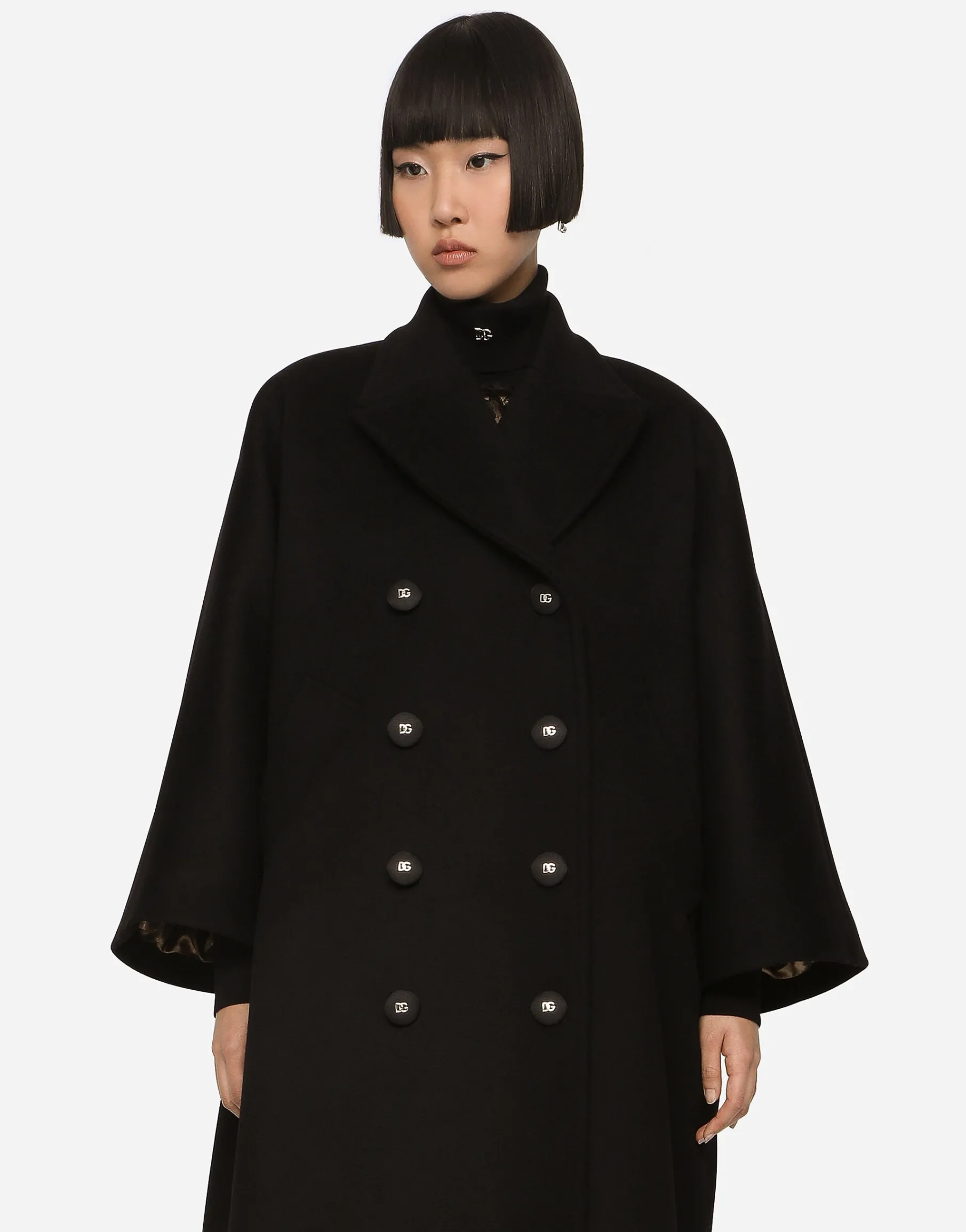 Double-breasted baize coat