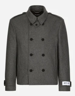 Double-breasted cashmere-blend pea coat