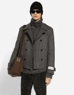 Double-breasted cashmere-blend pea coat