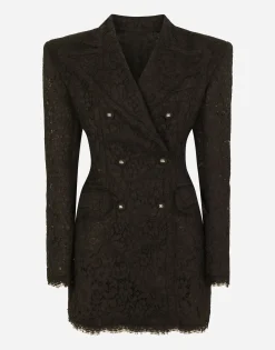 Double-breasted cordonetto lace jacket