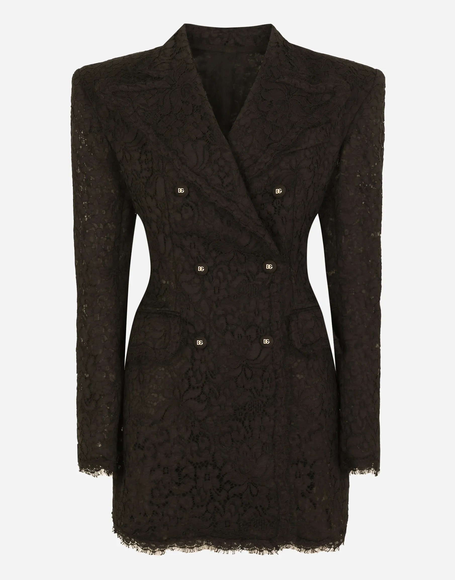 Double-breasted cordonetto lace jacket