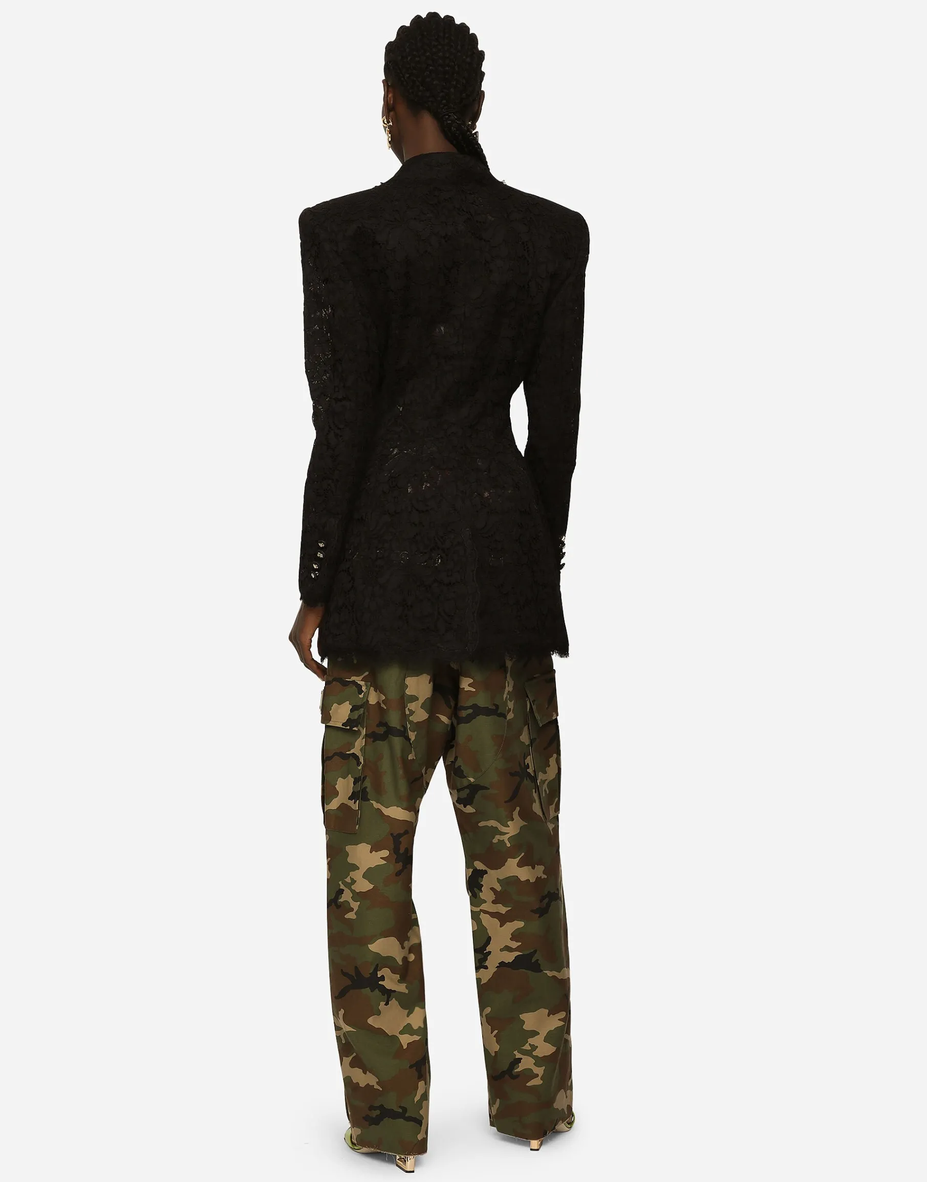 Double-breasted cordonetto lace jacket