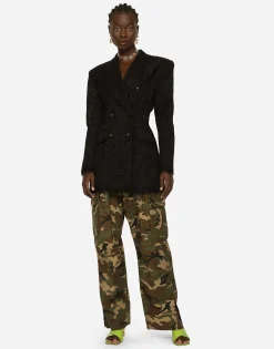 Double-breasted cordonetto lace jacket