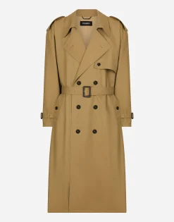 Double-breasted cotton trench coat