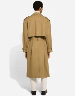 Double-breasted cotton trench coat