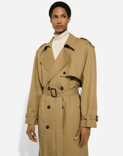 Double-breasted cotton trench coat
