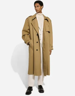 Double-breasted cotton trench coat