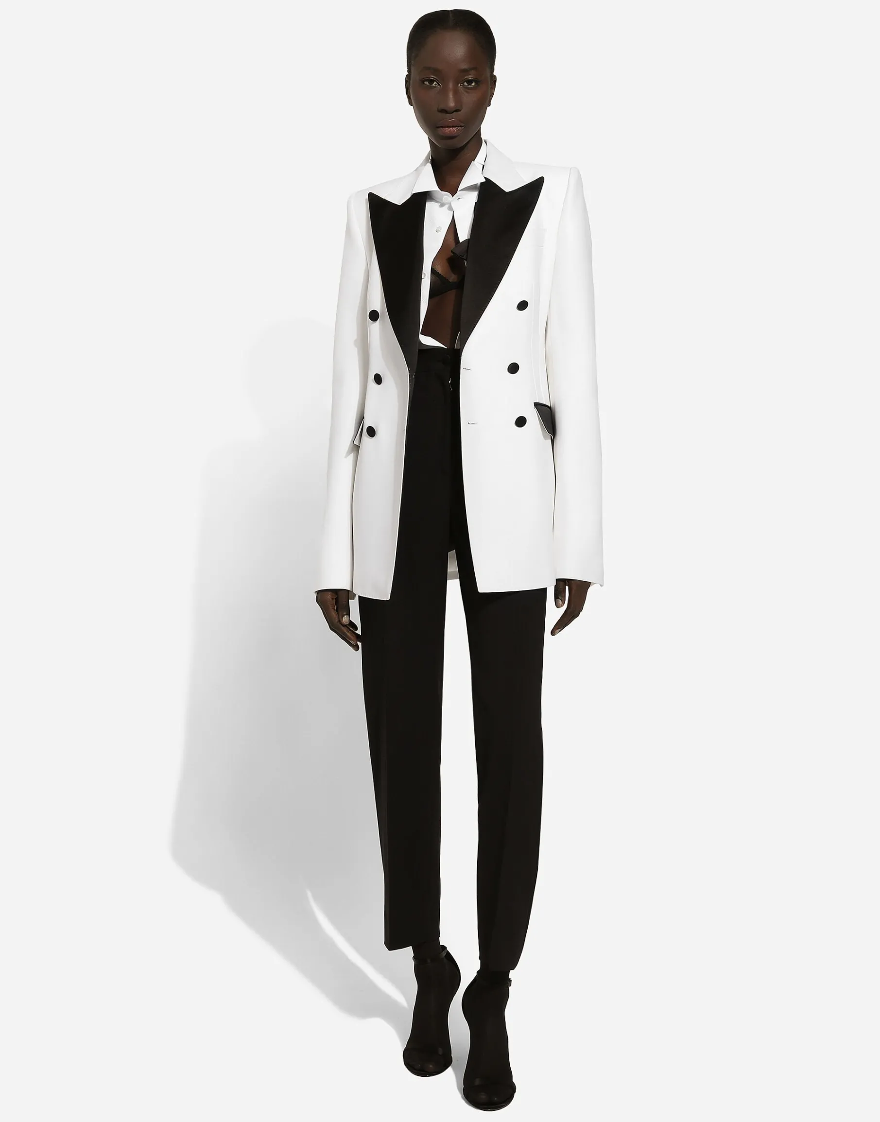 Double-breasted faille Turlington tuxedo blazer