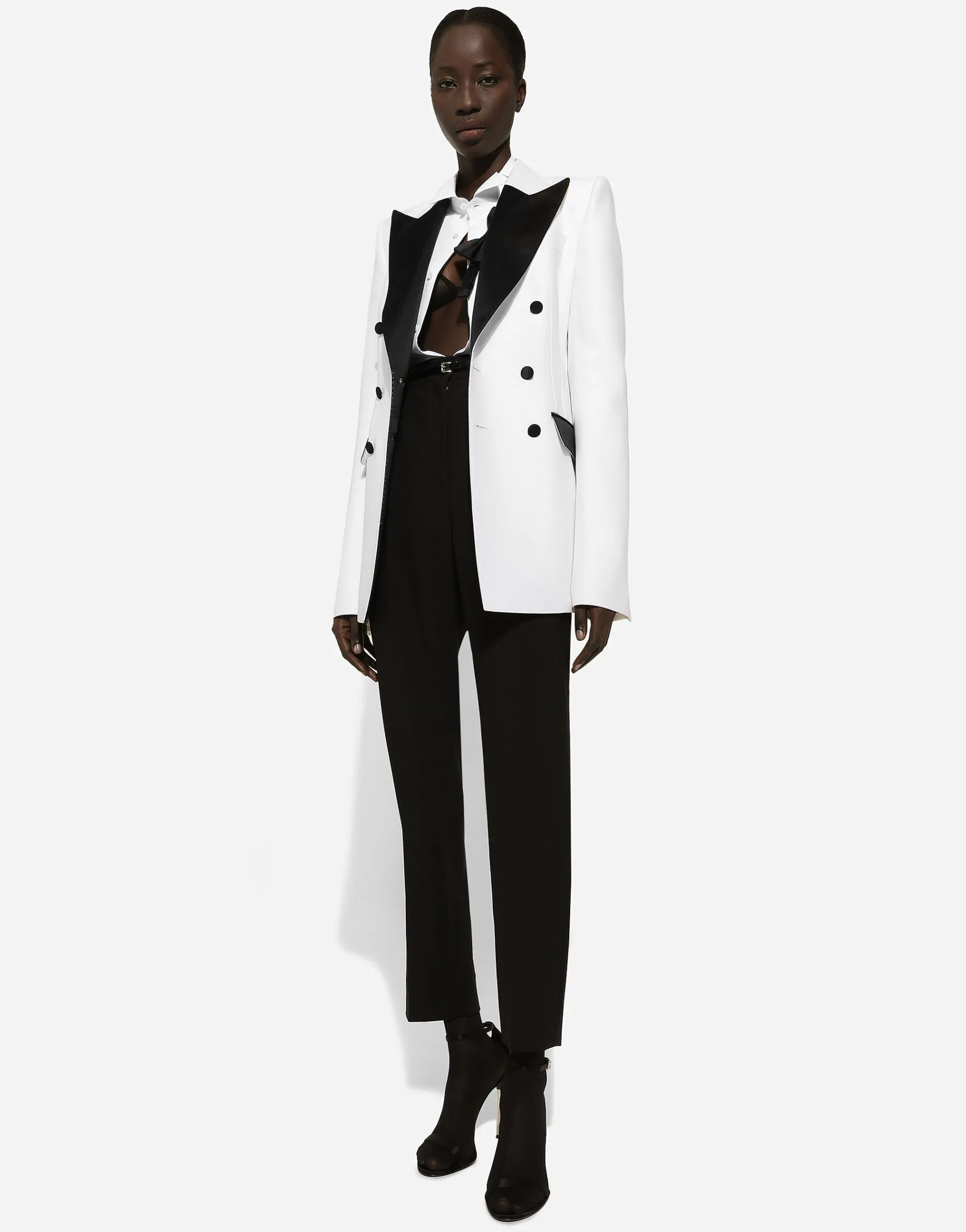 Double-breasted faille Turlington tuxedo blazer