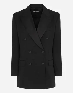 Double-breasted faille tuxedo jacket