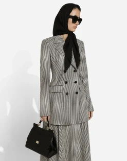 Double-breasted houndstooth jacket