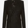 Double-breasted jacket in pinstripe stretch wool