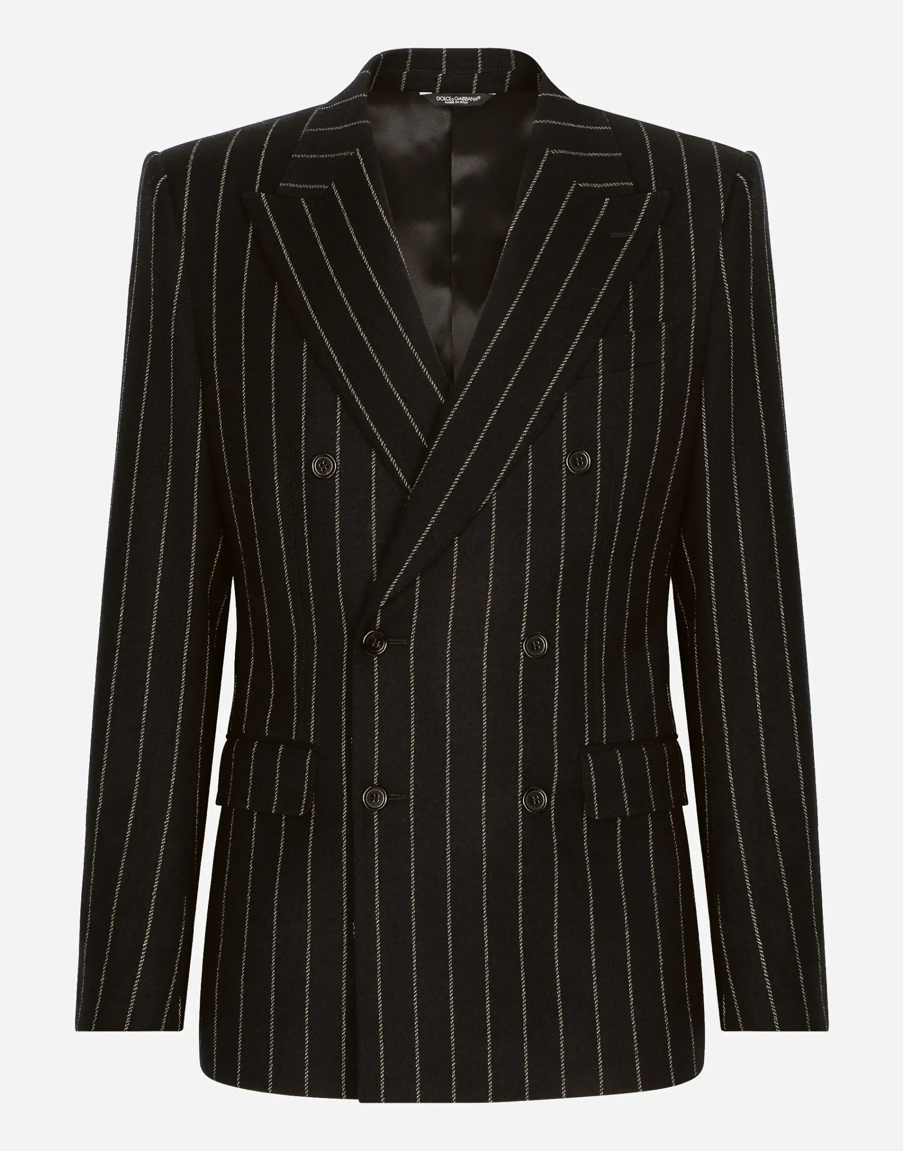 Double-breasted jacket in pinstripe stretch wool