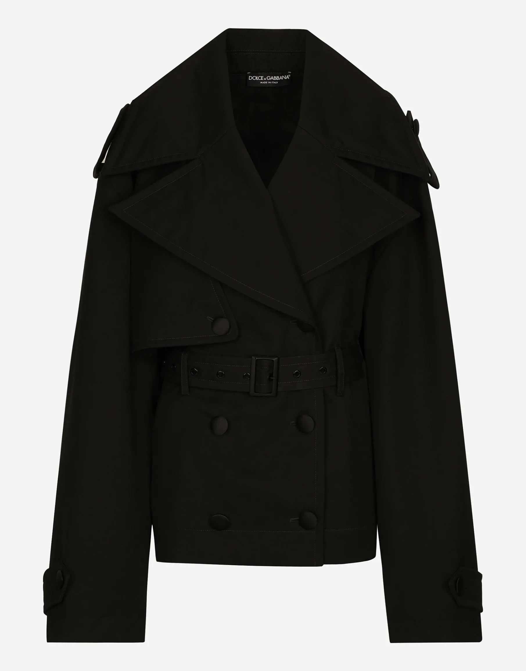 Double-breasted jacket with cotton belt
